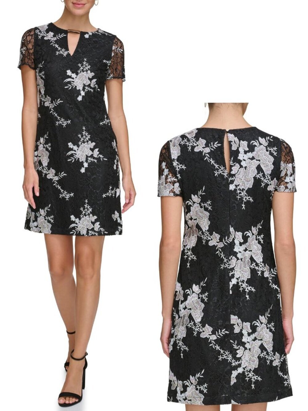 NWT New Kensie Embroidered Lace Keyhole Mini Dress Size 10